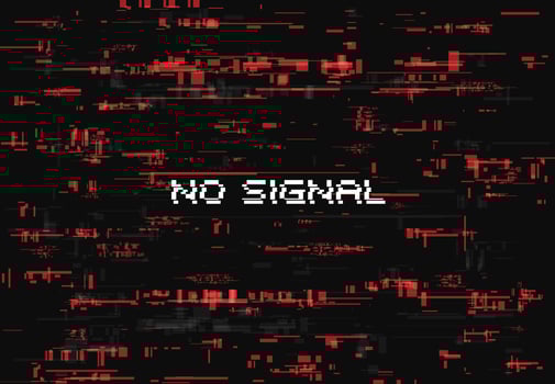 Glitch effect no signal page, abstract background vector