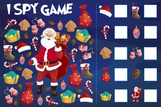 Kids i spy game with Christmas symbols counting vector