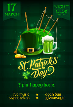 St. Patricks Day party cartoon flyer, celebration vector