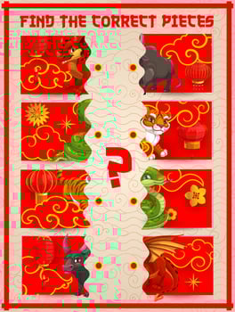 Kids educational game with Chinese New Year animal vector