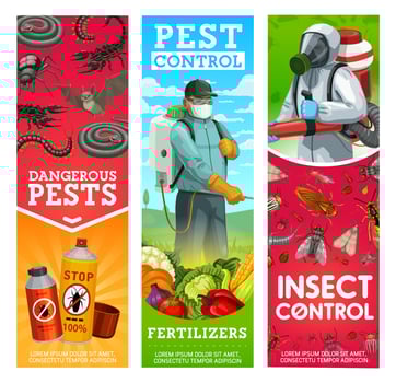 Garden pest and insects control vector banners