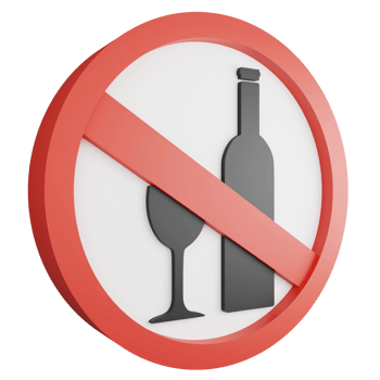 No alcohol sign icon isolated on transparent background , 3D render red mandatory sign png