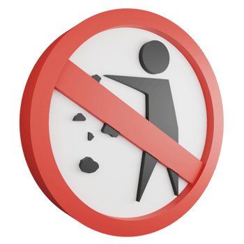 Do not litter sign icon isolated on transparent background , 3D render red mandatory sign png