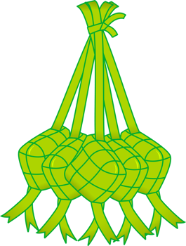 Green ketupat lebaran icon symbol, ramadan icon transparent background png