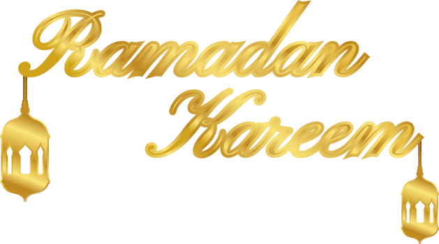 Ramadan Kareem typography text lettering icon symbol sign gold design transparent background png