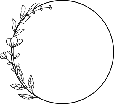 Circle Floral border with hand drawn flowers and leaves png