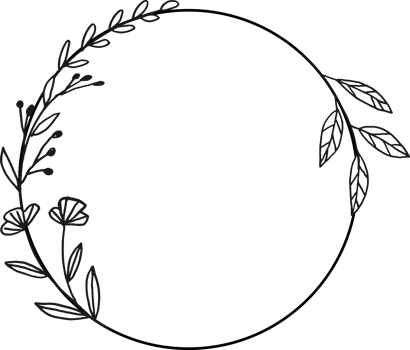 Circle Floral border with hand drawn flowers and leaves png