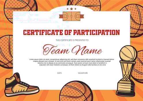 Certificate of participation baseball sport vector