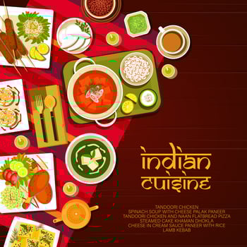 Indian food restaurant meals menu cover vector