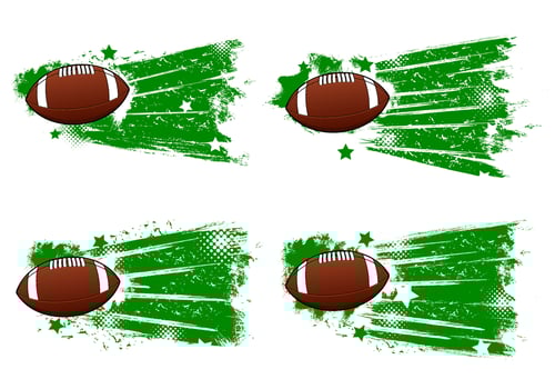 American football, rugby sport ball grunge banners vector