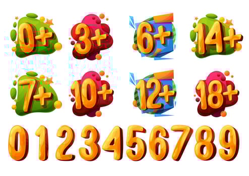 Age limit and restriction cartoon icons and signs vector