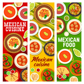 Mexican food restaurant menu meals vector banner