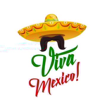 Viva Mexico, sombrero with mustaches, vector
