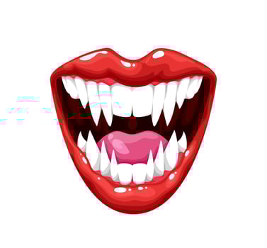 Vampire mouth with teeth, scary monster smile mask vector