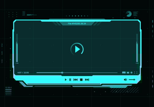HUD video and sound player screen interface vector