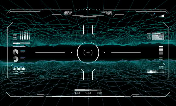 HUD target aim controls, screen interface vector