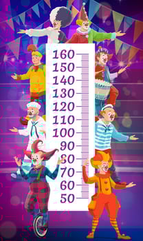Kids height chart with circus clowns vector