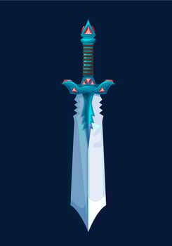 Magical cartoon steel broadsword blade, dagger vector