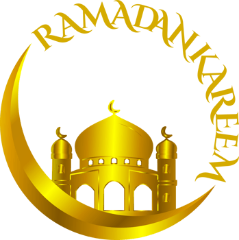 Ramadan Kareem with mosque icon symbol sign golden design transparent background png