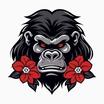 Powerful and fierce Gorilla logo design illustration, hand drawn to make a statement vector