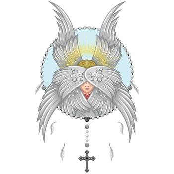 Praying hands with christian rosary vector