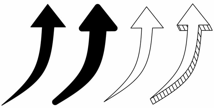 upward Arrow icon set isolated on white background vector