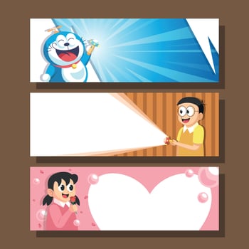 Cute Set of Banner Inspired by Doraemon vector