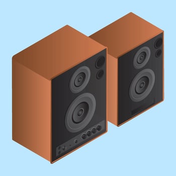 3D illustration of pair speaker in brown and black color. vector