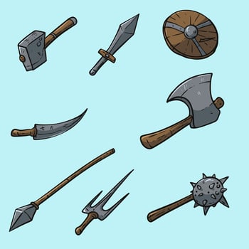 waepon set cartoon style vector