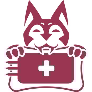 dog holding blood bag vector