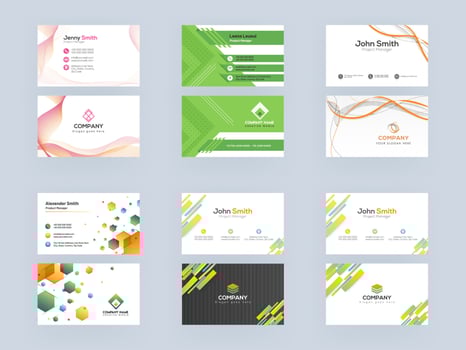 Professional Business Card or Visiting Card Design Set with Abstract Pattern. vector