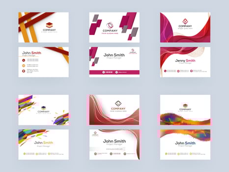 Abstract Business Card, Template or Visiting Card Design Set. vector