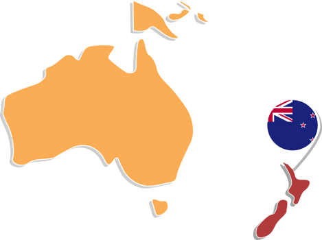 New Zealand map in Australia, Icons showing New Zealand location and flags. png