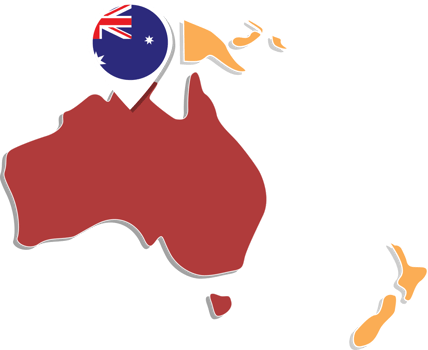 Australia map in Australia, Icons showing Australia location and flags. png