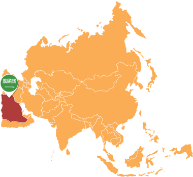 Saudi Arabia map in Asia, Icons showing Saudi Arabia location and flags. png