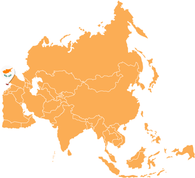 Cyprus map in Asia, Icons showing Cyprus location and flags. png