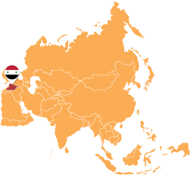 Syria map in Asia, Icons showing Syria location and flags. png