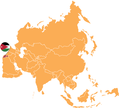 Jordan map in Asia, Icons showing Jordan location and flags. png