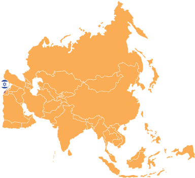 Israel map in Asia, Icons showing Israel location and flags. png
