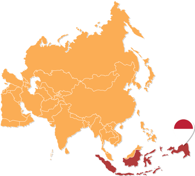 Indonesia map in Asia, Icons showing Indonesia location and flags. png