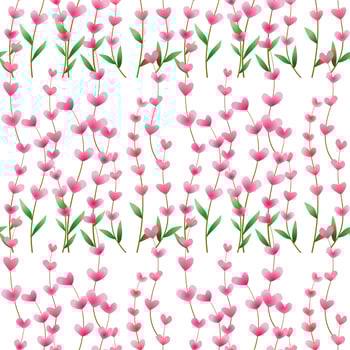 Cute pink heart flowers seamless pattern. vector