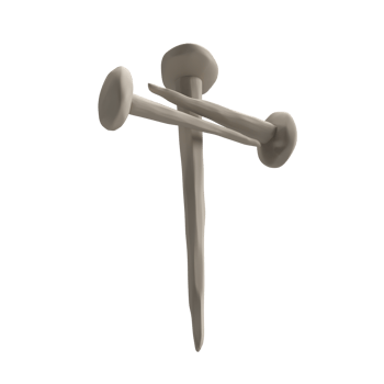 3d nails of Jesus Christ in form of cross. Easter icon rendering christian symbol forgiveness and love of God. illustration isolated transparent png background
