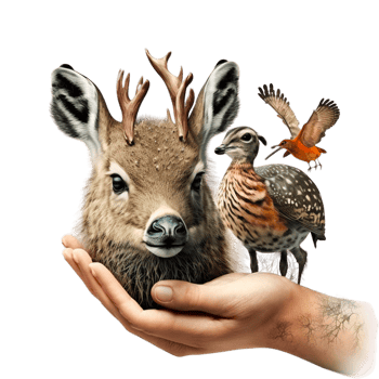 Earth Day or World Wildlife Day concept. Save our planet protect green nature and endangered species biological diversity theme. Group of wild animals and flock of butterflies, png