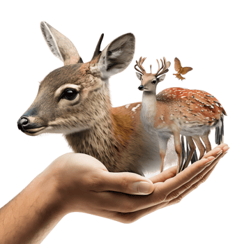 Earth Day or World Wildlife Day concept Save our planet protect green nature and endangered species, biological diversity theme. Group of wild animals and flock of butterflies. png