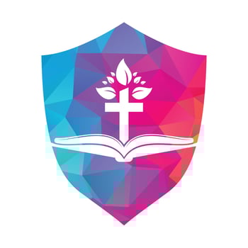 Bible Cross Tree Logo Design. Christian Church Tree Cross Vector Template Design.