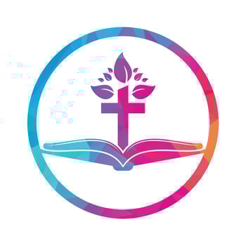Bible Cross Tree Logo Design. Christian Church Tree Cross Vector Template Design.