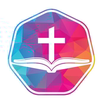Book church logo design icon. Bible Church logo design vector. Cross and Holy Bible logo. vector