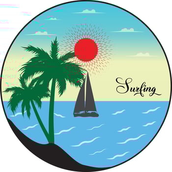 Surfing Beach T-shirt Design Vector illustration