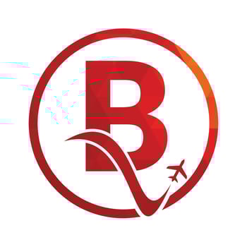 Letter B Air Travel Logo Design Template. B letter and plane logo design icon vector.. vector