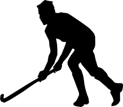 Vector silhouette of hockey on white background